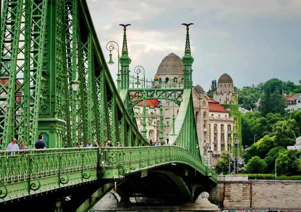 Grüne Brücke Über Die Schöne Donau — Stockfoto
