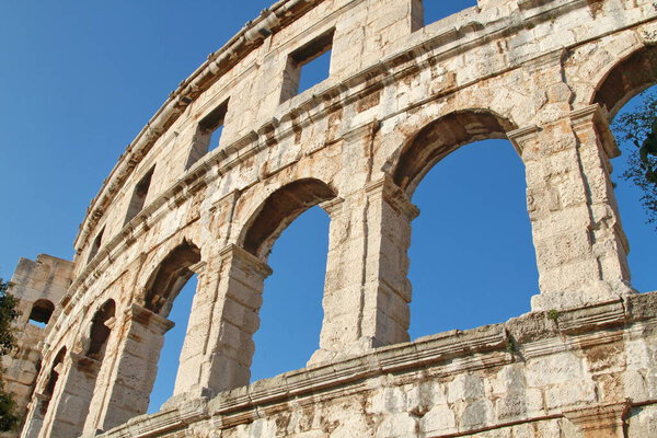 View of the ancient Roman amphitheatre of Pula