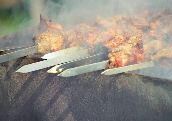 Cozinhar Carne Fogo Fumaça Textura Interessante — Fotografia de Stock