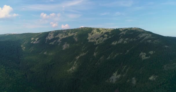 4K的空中飞行 飞越高山上美丽的绿色森林 — 图库视频影像