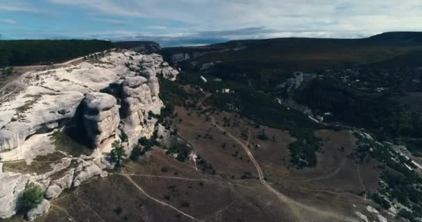 Aerial View Mountain Plateau Burunchak Bakhchisaray Crimea — Stock Video