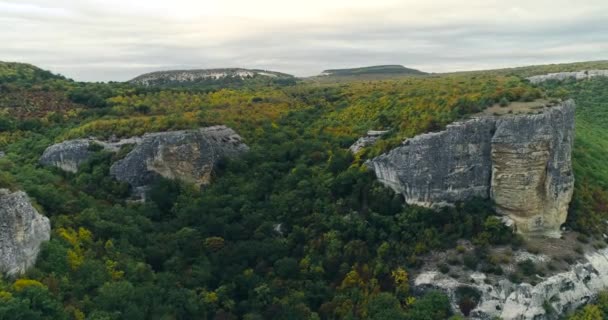 Uitzicht Vanuit Lucht Bergplateau Van Burunchak Buurt Van Bakhchisaray Krim — Stockvideo