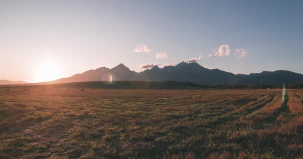 Чудовий Захід Сонця Горах Високих Татр Словаччина — стокове відео