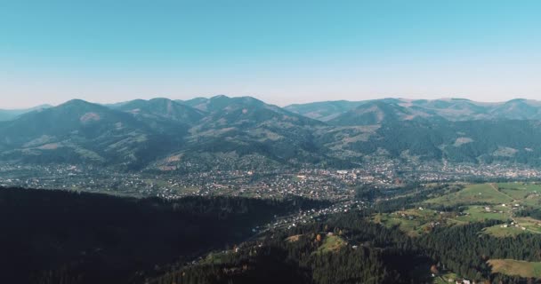 Aerial View Beautiful Mountains Green Meadow Hill Drone Shot Verkhovyna — Stock Video