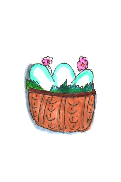 Великодні Яйця Кошик Фарбувати Яйця — стокове фото