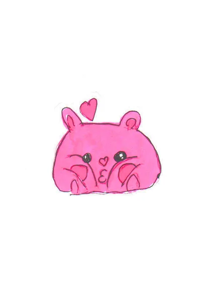 Cartoon Pink Kiss Illustration — Stock Photo, Image