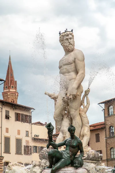 Statua di Nettuno. Piazza della Signoria, Firenze — Foto Stock