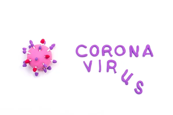 Вірусна Модель Коронавірусу Abstarct 2019 Ncov Напис Coronavirus Зроблені Дитячого — стокове фото