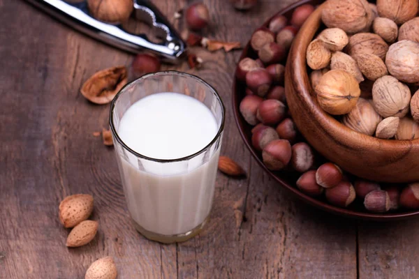 Almond milk in a glass — Stock Photo, Image