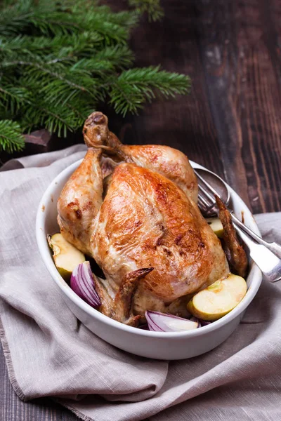 Christmas roast chicken — Stock Photo, Image