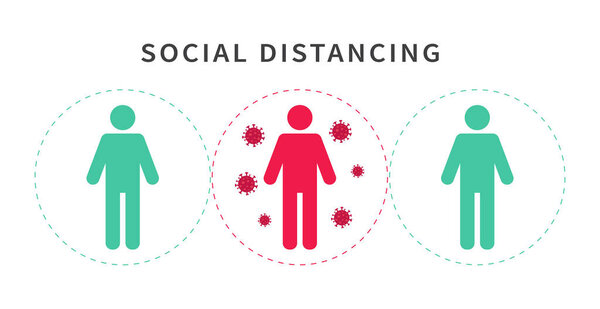 Social distancing. Keep the 2 meter distance. Coronovirus epidemic protective. Vector illustration