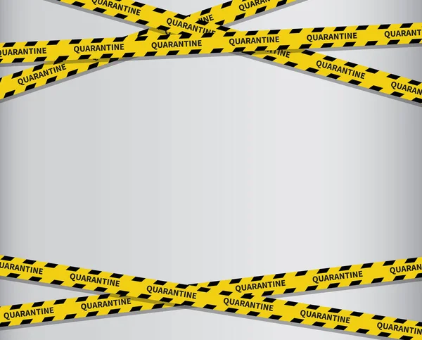 Warning Covid Quarantine Tapes Black Yellow Line Striped Vector Illustration — Stock Vector