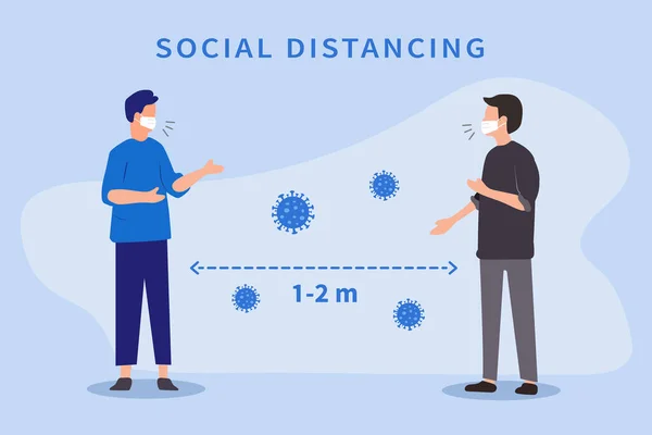 Sosyal Uzaklık Covid Virüsünü Yaymamak Için Insanlar Arası Mesafe Metrelik — Stok Vektör