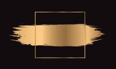 Altın fırça darbeleri. Altın çerçeve. Vektör illüstrasyonu