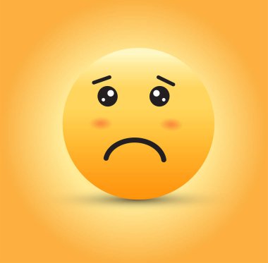 Üzgün emoji suratı. Vektör illüstrasyonu