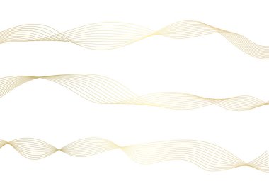 Beyaz arka planda izole edilmiş altın çizgi dalgası. Vektör illüstrasyonu