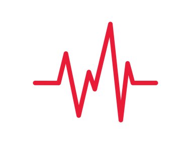 Kırmızı kalp atışı çizgisi simgesi. Beyaz arkaplanda nabız oranı simgesi. Vektör illüstrasyonu.