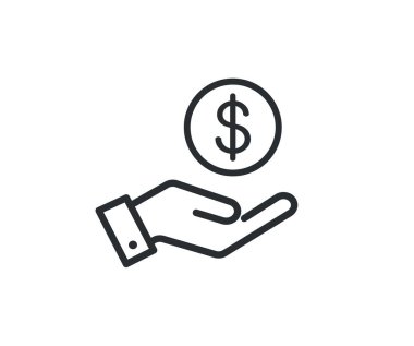 Dolar el ikonu. Para ikonunu sakla. Vektör illüstrasyonu.