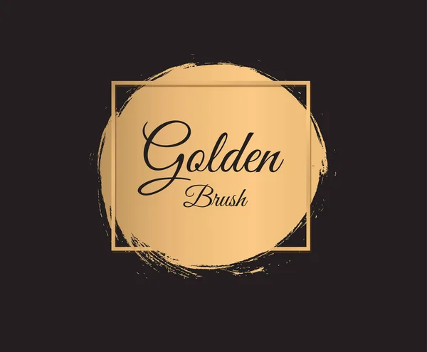 Zlaté Tahy Štětcem Izolované Černém Pozadí Zlatý Rám Vektorová Ilustrace — Stockový vektor