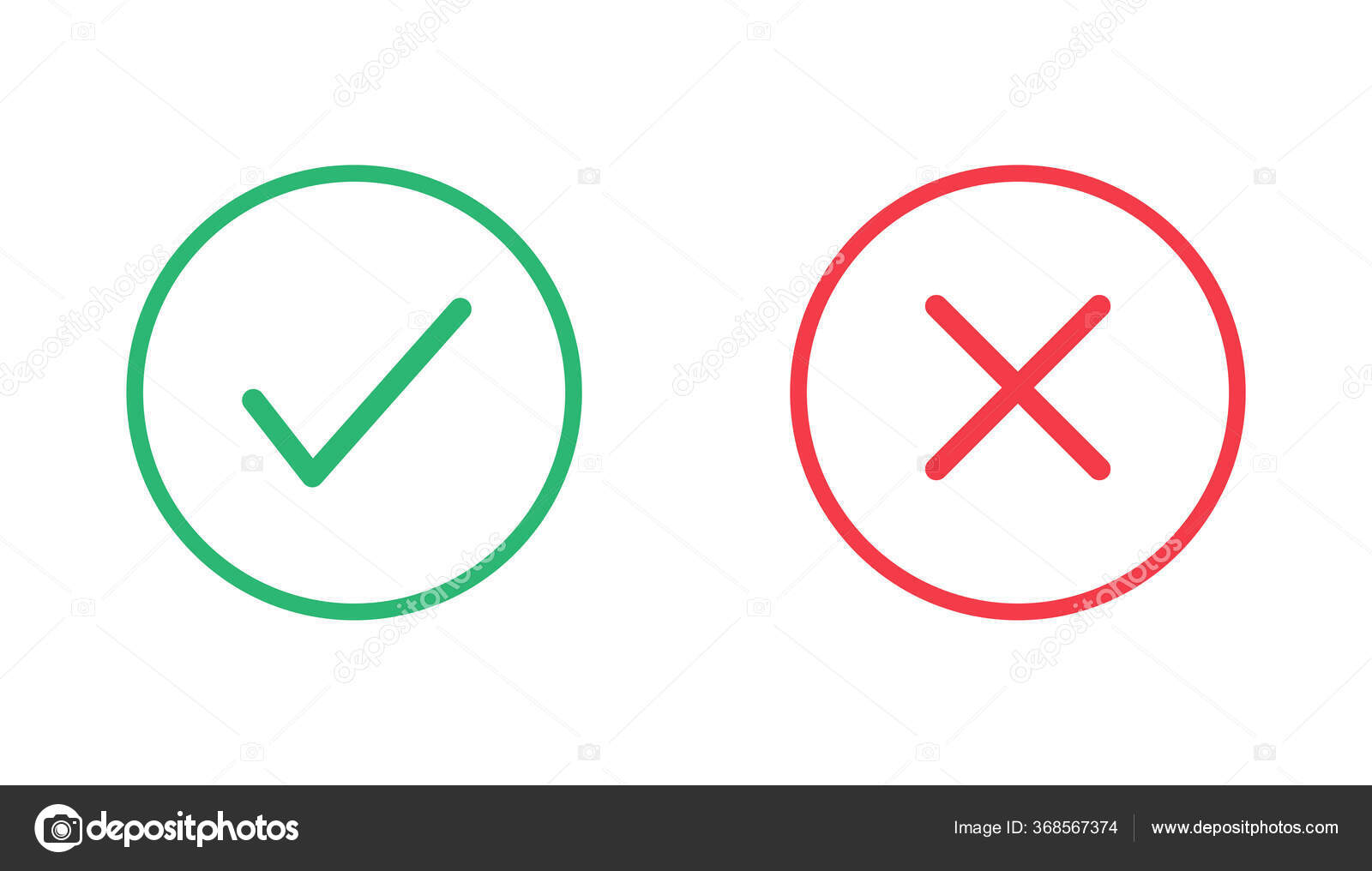 Cross mark and check mark Stock Vector