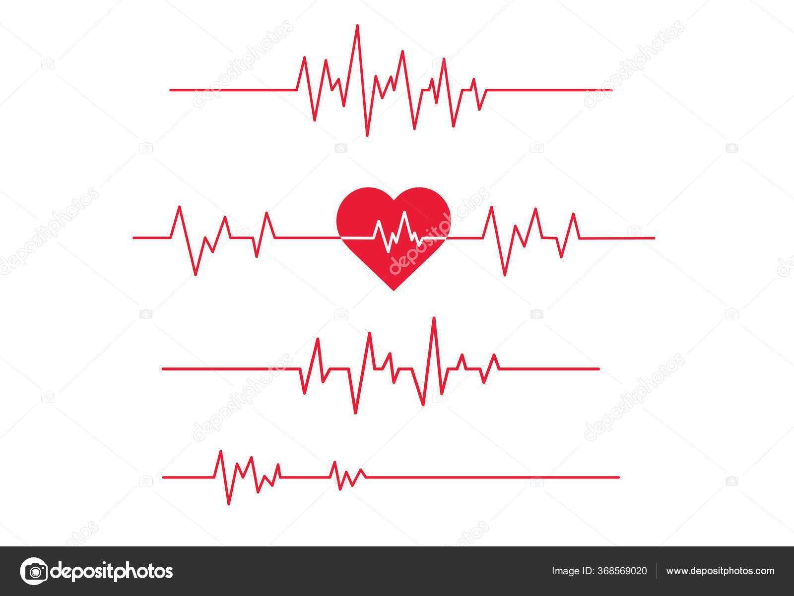 Red Heartbeat Line Icon Vector Illustration White Background Stock ...