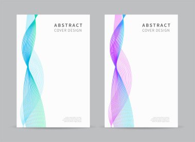 Kapak tasarım şablonu. Soyut çizgiler dalga arkaplanı. Katalog, broşür, poster, portföy için kapak şablonları. Vektör illüstrasyonu.