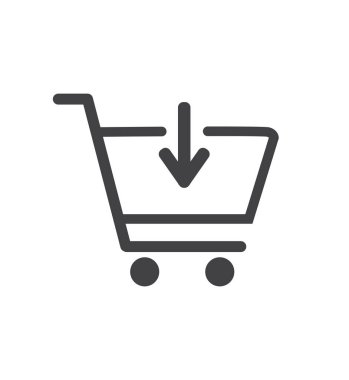 Sepet simgesine ekle. Alışveriş arabası ikonu. vektör illüstrasyonu.