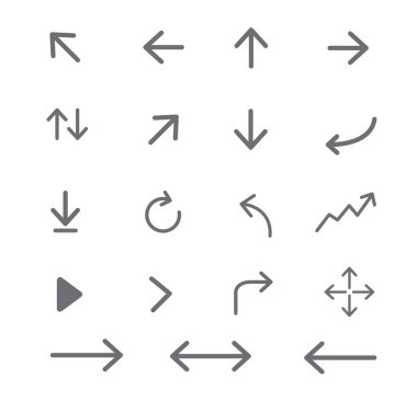 Ok Simgesi Ayarlandı. Vektör çizimi. beyaz arkaplan