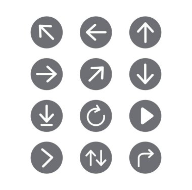 Ok Simgesi Ayarlandı. Vektör çizimi. beyaz arkaplan