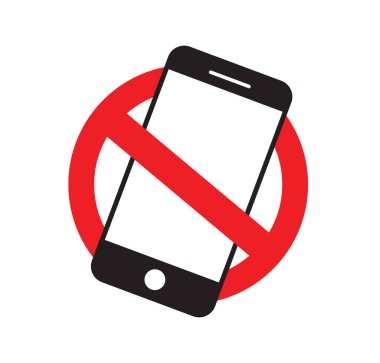 Cep telefonu işareti yok. Cep telefonu yasaklandı. Vektör illüstrasyonu.