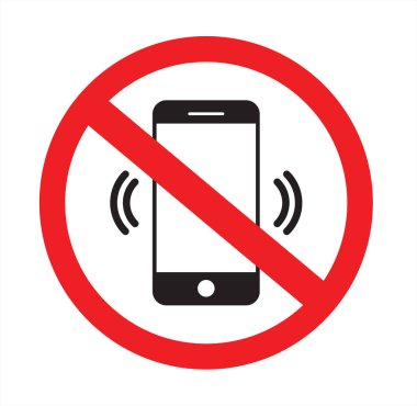 Cep telefonu işareti yok. Cep telefonu yasaklandı. Vektör illüstrasyonu.