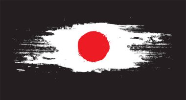 Japon bayrağı fırça darbeleri siyah arka planda izole. Vektör illüstrasyonu
