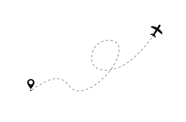 Flugroute Fluchtweg Startstift Zum Zielpunkt Reisesymbol Vektorillustration — Stockvektor