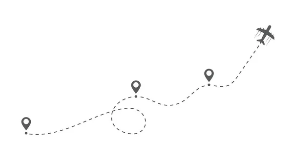 Rotta Del Volo Aereo Itinerario Del Turismo Volo Perno Partenza — Vettoriale Stock