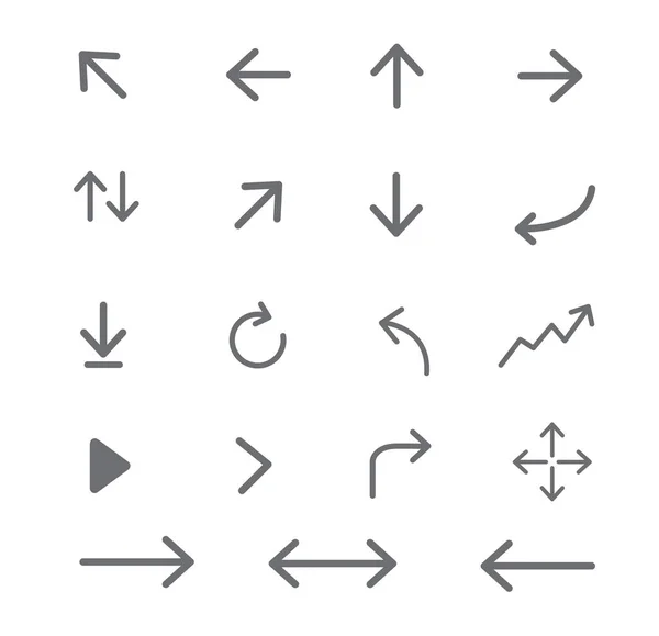 Ensemble Icônes Fléchées Illustration Vectorielle Sur Fond Blanc — Image vectorielle