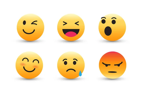Ένα Σετ Emoji Εικονογράφηση Διανύσματος Λευκό Φόντο — Διανυσματικό Αρχείο