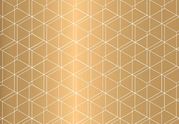 Esquema Blanco Patrón Geométrico Sin Costura Sobre Fondo Dorado Estilo — Vector de stock