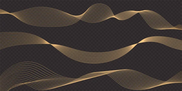 Golden Line Wave Isolated Transparent Background Vector Illustration — Stock Vector