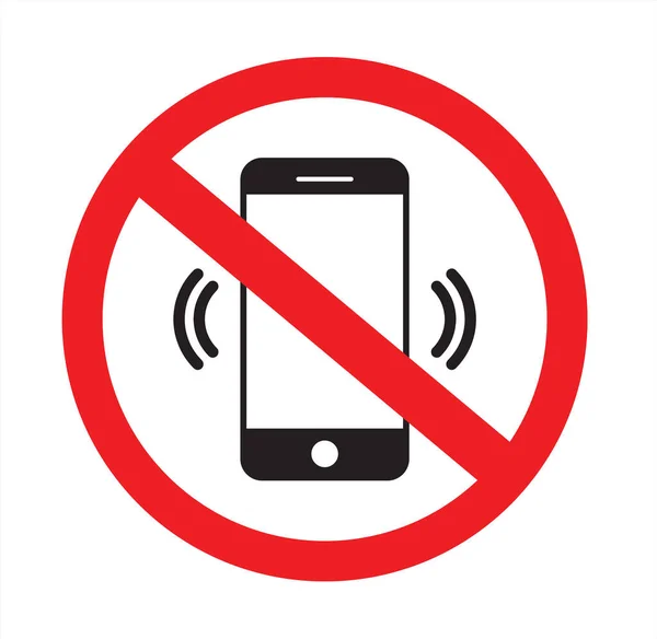 携帯電話のサインはなし 携帯電話は禁止 ベクターイラスト — ストックベクタ