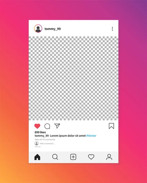 Modello Cornice Foto Instagram Post Sui Social Media Illustrazione Vettoriale — Vettoriale Stock