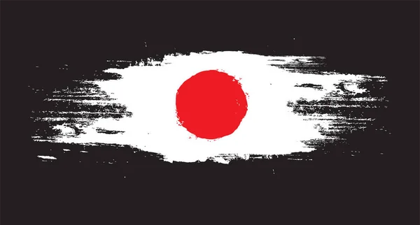 Pinselstriche Der Japanischen Flagge Isoliert Auf Schwarzem Hintergrund Vektorillustration — Stockvektor