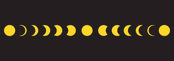Moon Phases Icon Black Background Vector Illustration — Stock Vector
