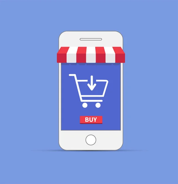 Einfach Online Shopping Mit Dem Smartphone Commerce Konzept Vektorillustration — Stockvektor