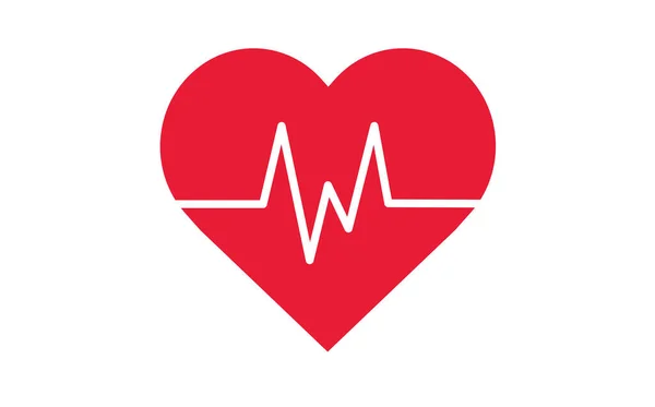 Heartbeat Γραμμή Στην Καρδιά Εικονογράφηση Διανύσματος Λευκό Φόντο — Διανυσματικό Αρχείο