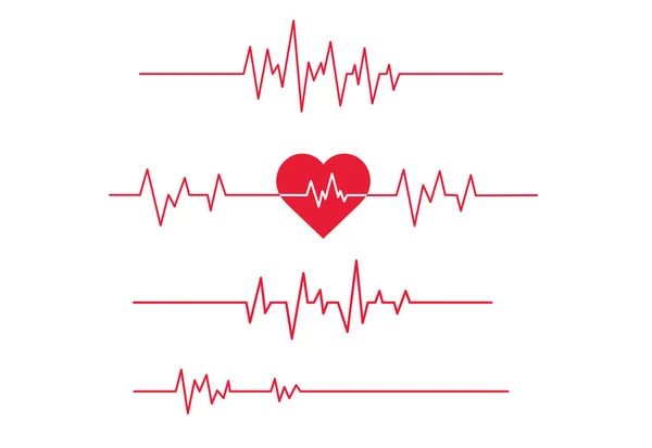 Red Heartbeat Line Icon Vector Illustration White Background — Stock Vector