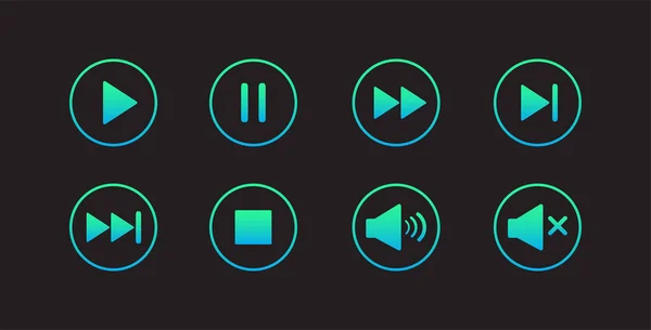 Play Button Icon Media Player Control Icon Set Modern Design — Stock Vector