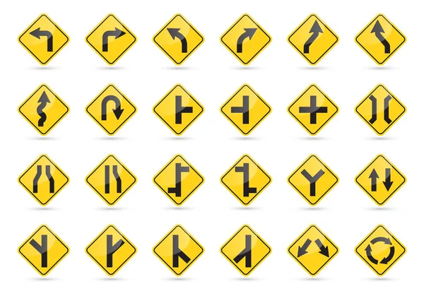 Желтый Дорожный Знак Изолирован Белом Фоне Векторная Иллюстрация — стоковый вектор