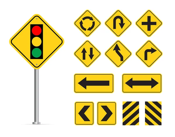 Yellow Traffic Sign Isolated White Background Vector Illustration — Stock Vector