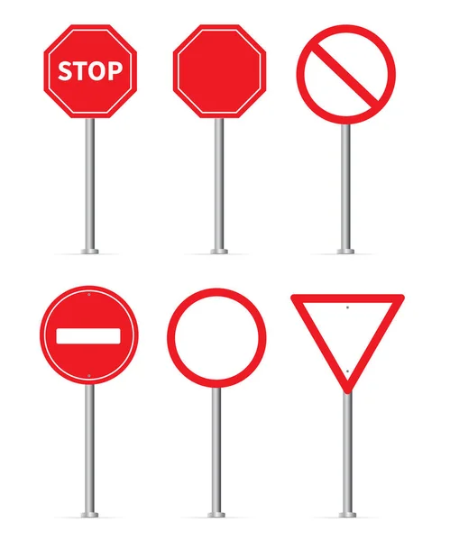 Traffic Sign Stop Set Vector Illustration White Background — Stock Vector