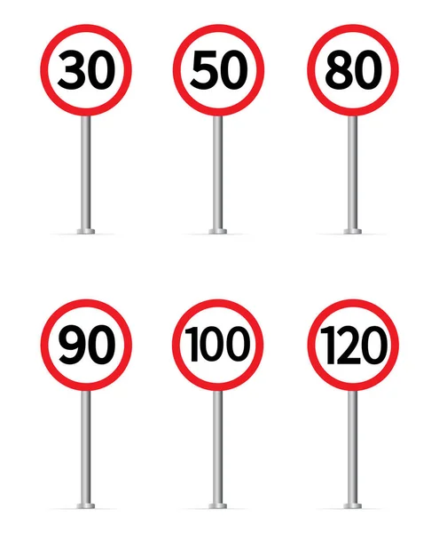 Hastighetsbegränsning Trafikskylt Vektorillustration Vit Bakgrund — Stock vektor